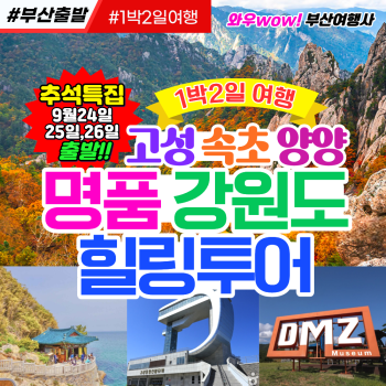 [부산출발] 명품 강원도 힐링투어 고성 속초 양양 1박2일 여행