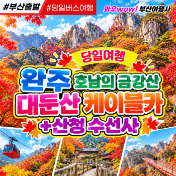 [부산출발] 완주 대둔산 케이블카+산청 수선사 당일버스여행